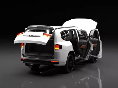 Luxury Full Size SUV 3D Model Rigged Interior Exterior Low-poly 3D model