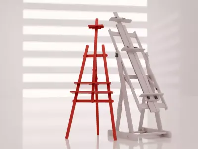 Easel Set  Wooden Studio Easels Low-poly 3D model