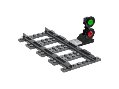 Lego train construction traffic lights 3D model