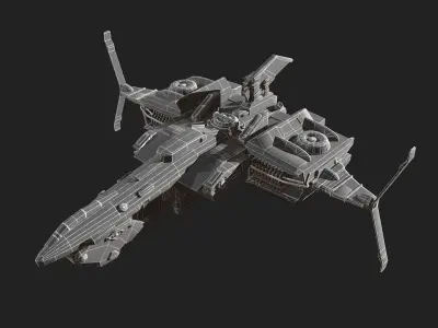 Scifi space ship Starship 3D model Low-poly 3D model
