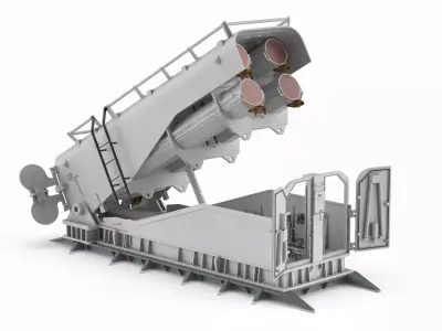 Heavy Weapon Launcher Open Light Gray Rigged 3D model purchase