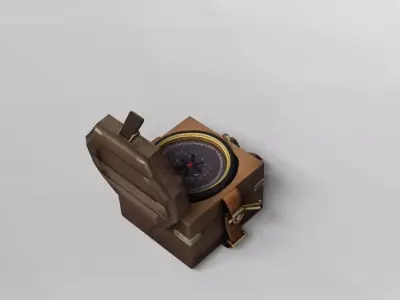 Vintage Wooden Portable Gramophone 3D Model 3D model
