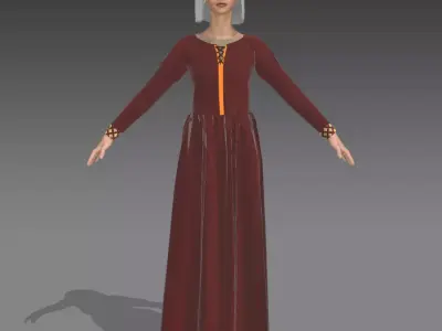 Medieval Noblewoman Dress 3D model