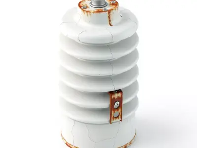 Worn Electrical Power Line Insulator Low-poly 3D model