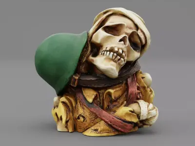 Soldier skull high-poly 3D model