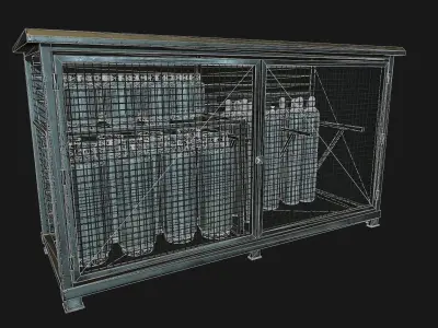 Low Poly PBR Gas Bottle Storage Cage Low-poly 3D model