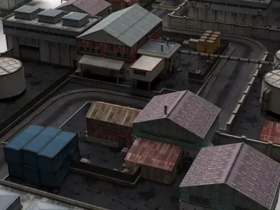 Chemical Plant Site Low-poly 3D model