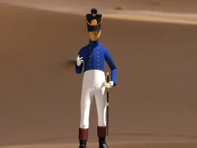 Westphalian soldier and officer  Napoleonic wars Free low-poly 3D model