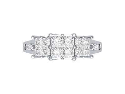Princess Art Deco Ring 3D print model 2