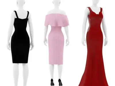 Womens dresses with mannequin  3D model