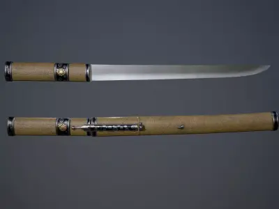 Japanese short sword - Tantou Low-poly 3D model