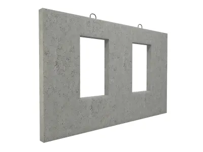 Concrete Wall with Windows 3D model