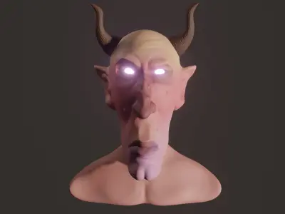 Satyr head of devil with horns 3D model