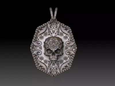 Deco Skull Pendant 3D print model