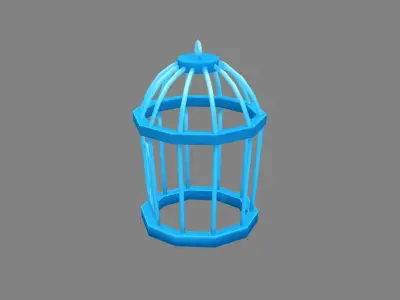 Cartoon Bird Cage Low-poly 3D model