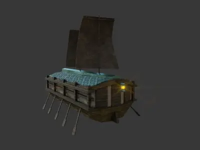Korean Turtle Ship - Medieval Warship 04 Low-poly 3D model