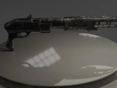 Shotgun with LCD attachments Low-poly 3D model