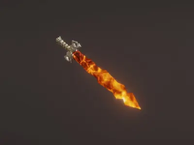 Fantasy Magma Sword - Elemental Sword - Fire Sword Low-poly 3D model