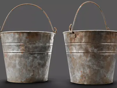   Dirty Rusty Metal Bucket Low-poly 3D model