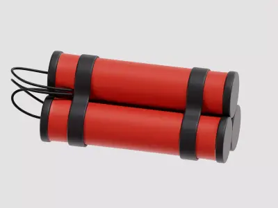 Time bomb wired with TNT cartoon Low-poly 3D model