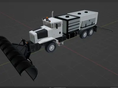 Oshkhosh Snow Plow Low Poly Ground Support Airport Low-poly 3D model