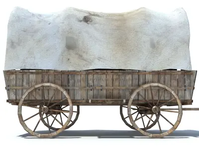 Low Poly Wild West Vagon Low-poly 3D model