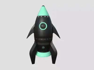 Cartoon Spaceship 02 Black Green - Spacecraft Vehicle SciFi Low-poly 3D model