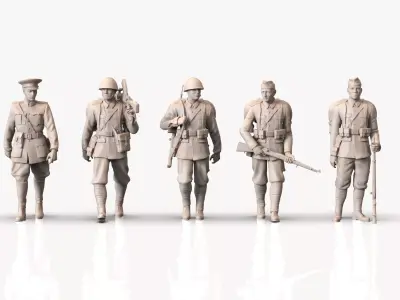 WW2 Czechoslovak Soldiers 3D Models Pack  Infantry STL  3D print model