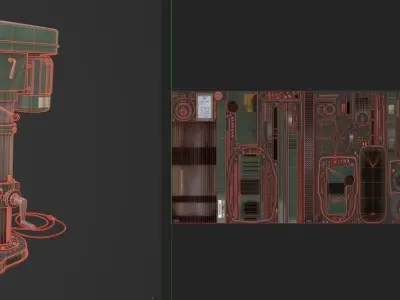 PBR Pillar Drill Low-poly 3D model