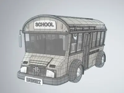 Cute Cartoon School Bus 3D model