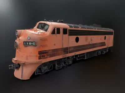Vintage EMD F7 Diesel Locomotive - Low Poly PBR Game-Ready Low-poly 3D model