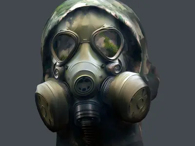 Gas mask helmet 3d model military combat  Low-poly 3D model purchase