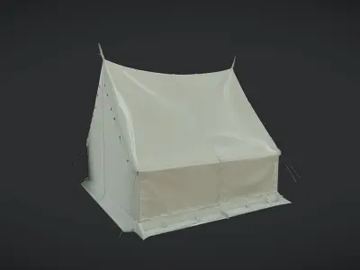 military-style canvas tent 3D model
