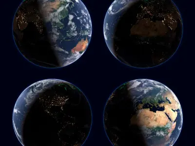 Volumetric Planet Earth with Aurora Borealis For Blender 3D model