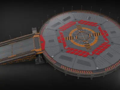 sci-fi landing platform 4 3D model