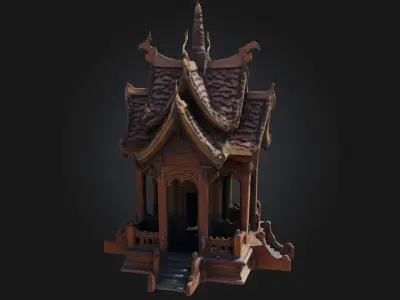 Wooden Temple Model  A Sacred Structure of Natural Harmony 3D model