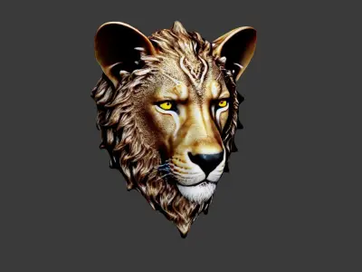 Lion Animal Head Low-poly 3D model get