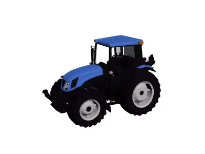 Generic Modern Heavy Tractor Low Poly Farm Vehicle Optimized Low-poly 3D model