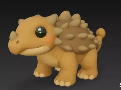 Cartoon Plush Ankylosaurus Low-poly 3D model