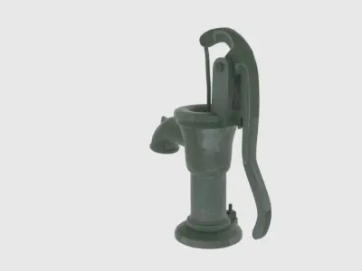  Old Green Hand Water Pump  Low-poly 3D model