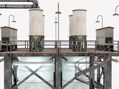 Industrial Distillation Processing Tower High Detail 3D Model 3D model