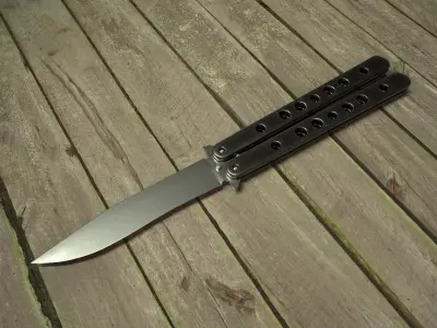 Balisong folding knife Low-poly 3D model
