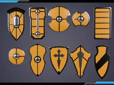 Mele Weapons And Shields  Base Mesh Models Low-poly 3D model