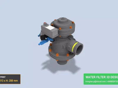 2 Inch Angle Backwash Filter Valve For Irrigation 3D model