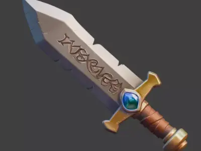 Stylized Medieval Broadsword 3D Model Low-poly 3D model