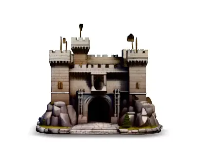 Medieval Stone Castle Fortress 3D Model Low-poly 3D model