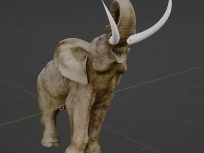 Elephant with tusks 3D model shop