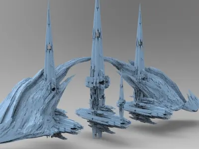 Sci fi Magma Cliff bridge 5  3D model