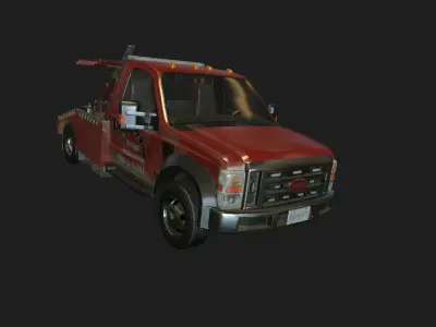 Red Tow Truck Low-poly 3D model