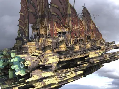 Golden Dragon Speeder Ship 3D model